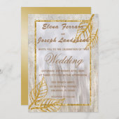 Invitation Parties scintillant d'or Châtaignes Feuilles & Con (Devant / Derrière)