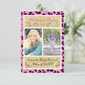 Invitation Parties scintillant d'or Cheetah rose 3x5 Grad Fai (Debout devant)