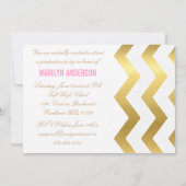 Invitation Parties scintillant d'or Chevron Photo Graduation  (Dos)