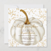 Invitation Parties scintillant d'or chic citrouille aquarelle (Devant)