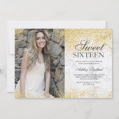 Invitation Parties scintillant d'or chic en marbre blanc phot (Devant)