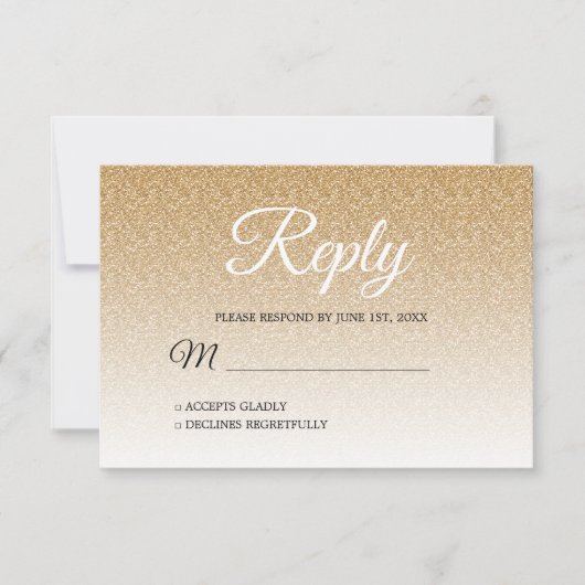 Invitation Parties scintillant d'or Chic Ombre RSVP (Devant)