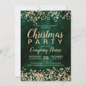 Invitation Parties scintillant d'or chic vert entreprise fête (Devant)