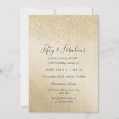 Invitation Parties scintillant d'or Cinquante et fabuleux 50e (Devant)