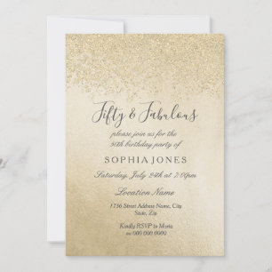 Invitation Parties scintillant d'or Cinquante et fabuleux 50e