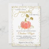 Invitation Parties scintillant d'or Citrouille Baby shower ne (Devant)