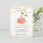 Invitation Parties scintillant d'or Citrouille Baby shower ne (Debout devant)