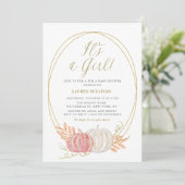 Invitation Parties scintillant d'or Citrouilles roses C'est u (Debout devant)