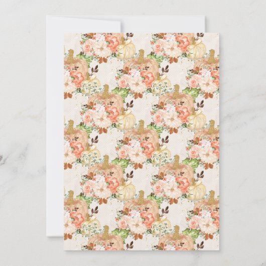 Invitation Parties scintillant d'or Citrouilles Wreath Automn (Dos)