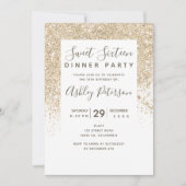 Invitation parties scintillant d'or clair typographie blanc g (Devant)