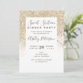 Invitation parties scintillant d'or clair typographie blanc g (Debout devant)
