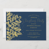 Invitation Parties scintillant d'or Classy Xmas Snowflake (Devant)