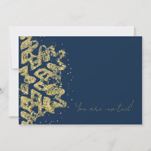 Invitation Parties scintillant d'or Classy Xmas Snowflake (Dos)