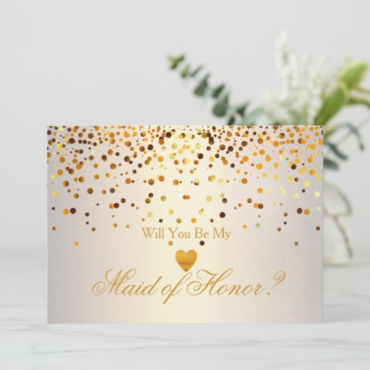 Invitation Parties scintillant d'or Coeur Faux bonne d'honneu (Debout devant)