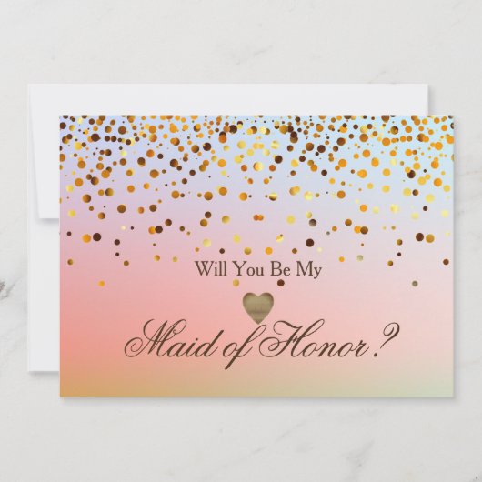 Invitation Parties scintillant d'or Coeur Faux bonne d'honneu (Devant)