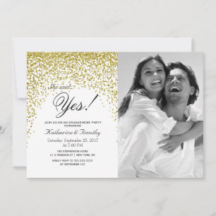 Invitation Parties scintillant d'or Confetti Annonces Fiançai