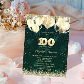Invitation Parties scintillant d'or Confetti Balloons Vert 10