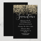 Invitation Parties scintillant d'or Confetti Black 17ème anni (Devant / Derrière)