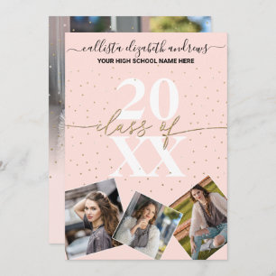 Invitation Parties scintillant d'or Confetti Classe de Gradua