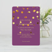 Invitation Parties scintillant d'or Confetti Éclats violet Ba (Debout devant)