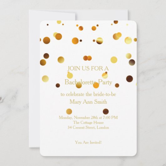 Invitation Parties scintillant d'or Confetti étincelles Bache (Devant)