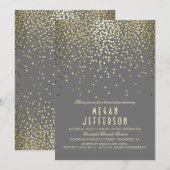 Invitation Parties scintillant d'or Confetti Fête de l'mariée (Devant / Derrière)