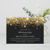 Invitation Parties scintillant d'or Confetti & Lumières | Fêt (Debout devant)