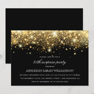 Invitation Parties scintillant d'or Confetti & Lumières Par