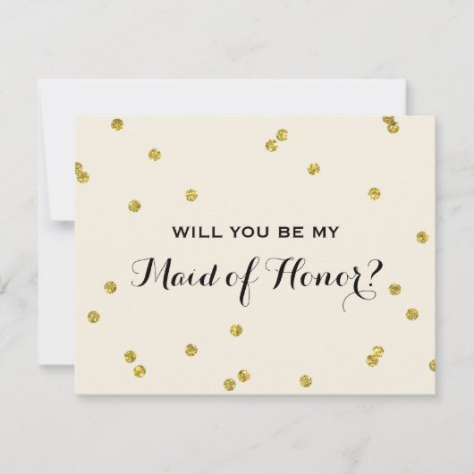 Invitation Parties scintillant d'or Confetti| Maid Of Honor (Devant)