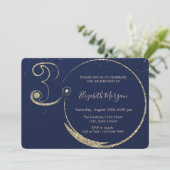 Invitation Parties scintillant d'or Confetti Marine Bleu 30e  (Debout devant)