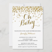 Invitation Parties scintillant d'or Confetti Oh Baby, Invitat (Devant)
