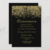 Invitation Parties scintillant d'or Confetti Quinceanera Invi (Devant / Derrière)