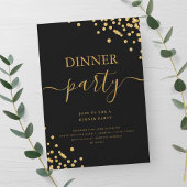 Invitation Parties scintillant d'or Confetti Script Diner par
