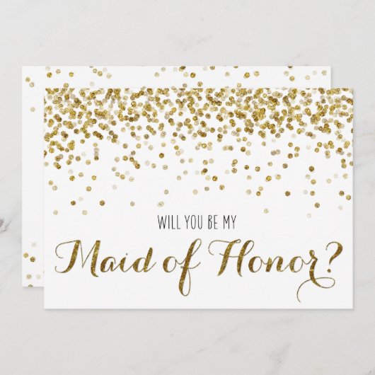 Invitation Parties scintillant d'or Confetti Serez-vous ma se (Devant / Derrière)