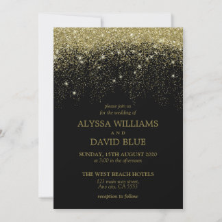Invitation Parties scintillant d'or Confetti Sparkle Mariage