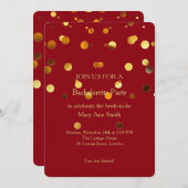 Invitation Parties scintillant d'or Confetti Sparkles Red Bac (Devant / Derrière)