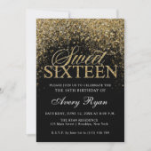 Invitation Parties scintillant d'or Confetti Sweet 16 Invitat (Devant)