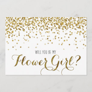 Invitation Parties scintillant d'or Confetti, tu seras ma Flo