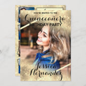 Invitation Parties scintillant d'or Corners Photo Quinceañera