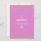 Invitation Parties scintillant d'or couleur rose Bat mitzvah  (Dos)