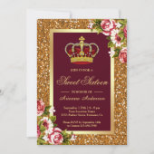 Invitation Parties scintillant d'or Couronne Bourgogne Sweet (Devant)