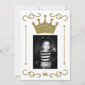 Invitation Parties scintillant d'or Couronne Florale Photo 1e (Dos)