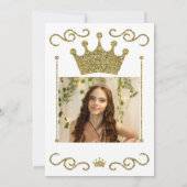 Invitation Parties scintillant d'or Couronne Florale Photo Qu (Dos)