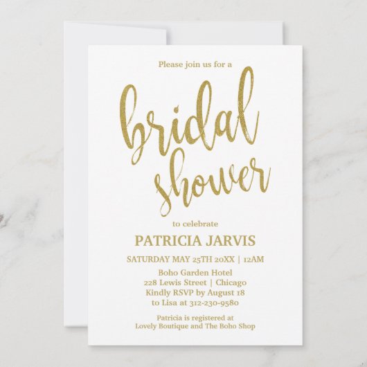 Invitation Parties scintillant d'or Crème glacée nuptiale de  (Dos)