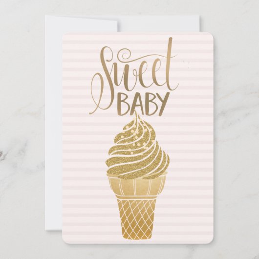 Invitation Parties scintillant d'or Crème glacée rayée Annive (Dos)