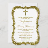 Invitation Parties scintillant D'Or Croix Sainte Communion Ou (Devant)
