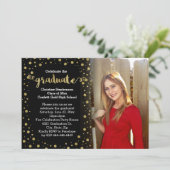 Invitation Parties scintillant d'or Cute Faux Confetti Diplôm (Debout devant)