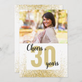 Invitation parties scintillant d'or de 30 ans photo anniversa (Devant / Derrière)