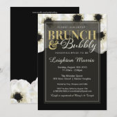 Invitation Parties scintillant d'or de Brunch & Bubbly Douche (Devant / Derrière)