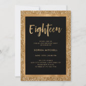 Invitation Parties scintillant d'or de Faux| 18e anniversaire (Devant)
